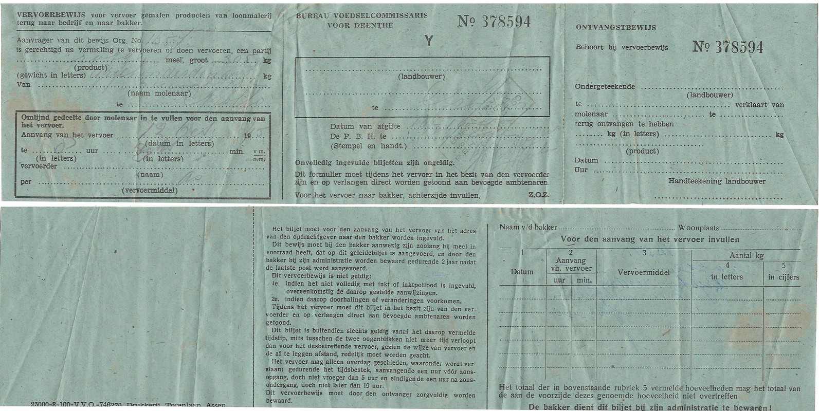19451012 Vervoerbewijs gemalen producten NN