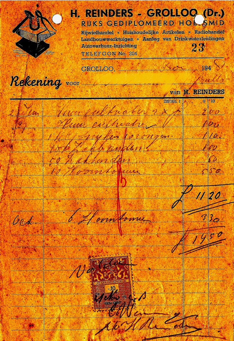 19480102 Rekening Smederij Reinders NN leesbaar