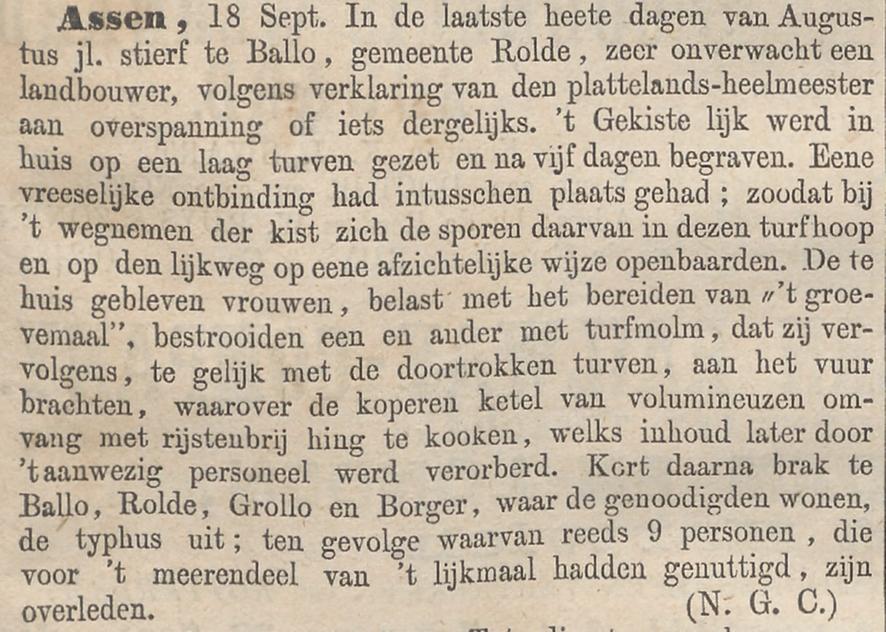 18680924 krant DagbladVanZuidHolland vreemd sterfgevallen door typhusuitbraak