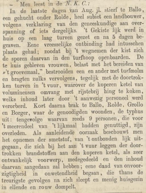 18680925 krant DelftscheCourant vreemd sterfgevallen door typhusuitbraak