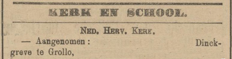 18821031 krant PDAC kerk Dinckgreve aangenomen