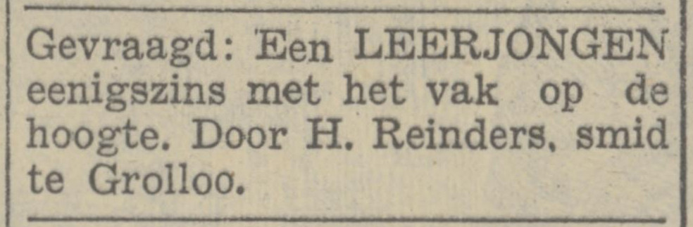 19381001 krant PDAC H Reinders zoekt knecht