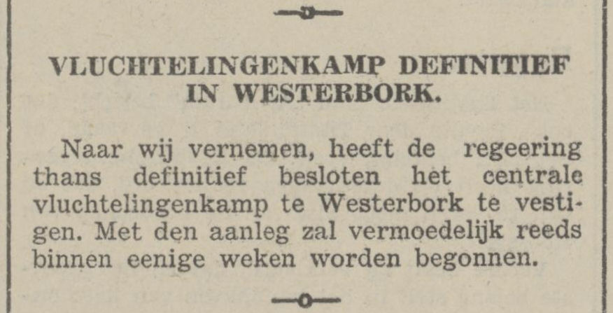 19400424 krant PDAC ontstaan kamp Westerbork 19