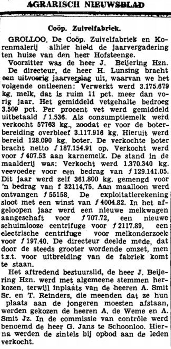 19400701 krant Agrarisch nieuwsblad zuivel