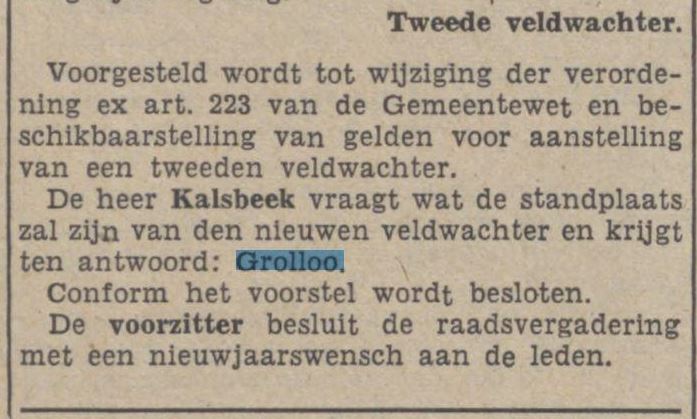 19410102 krant Agrarisch nieuwsblad veldwachter