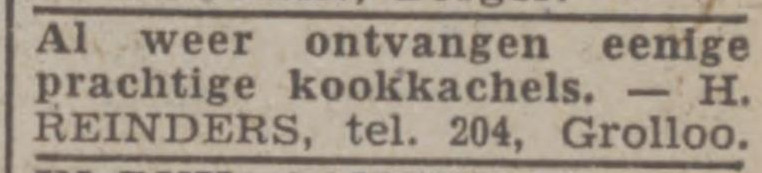 19431001 krant Drentsch dagblad H Reinders kookkachels