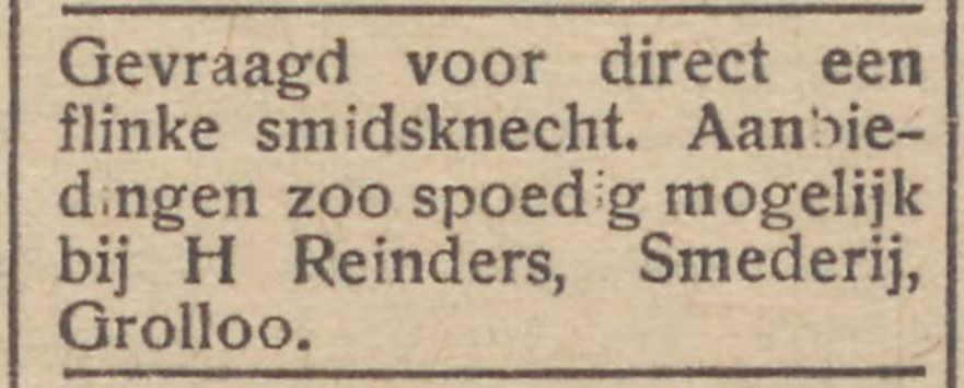 19450113 krant Drentsche en Asser courant H Reinders personeel