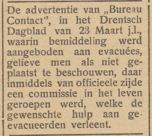 19450330 krant Drentsch dagblad commissie evacuees