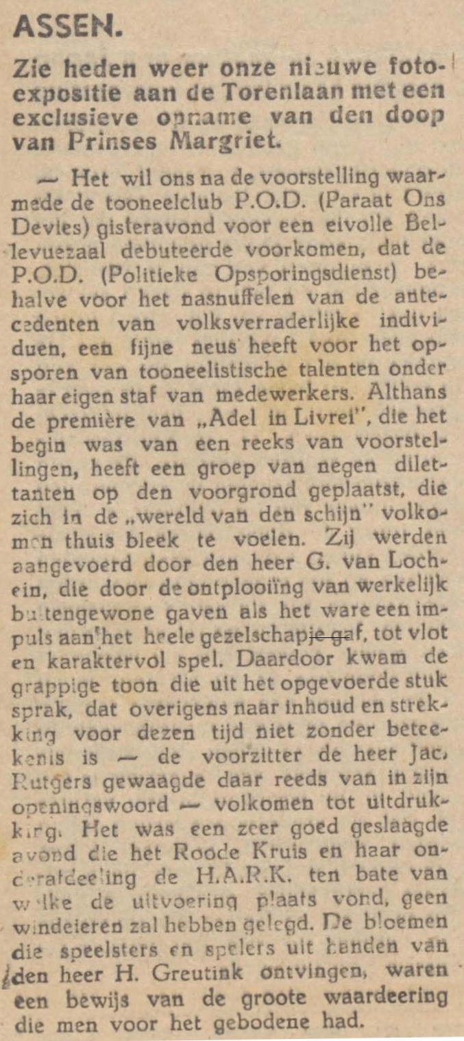 19450727 krant PDAC Adel in Livrei POD VanLochem