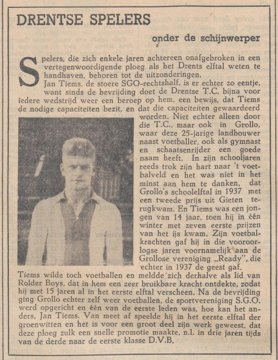 19510402 krant PDAC SGO voetballer Jan Thiems