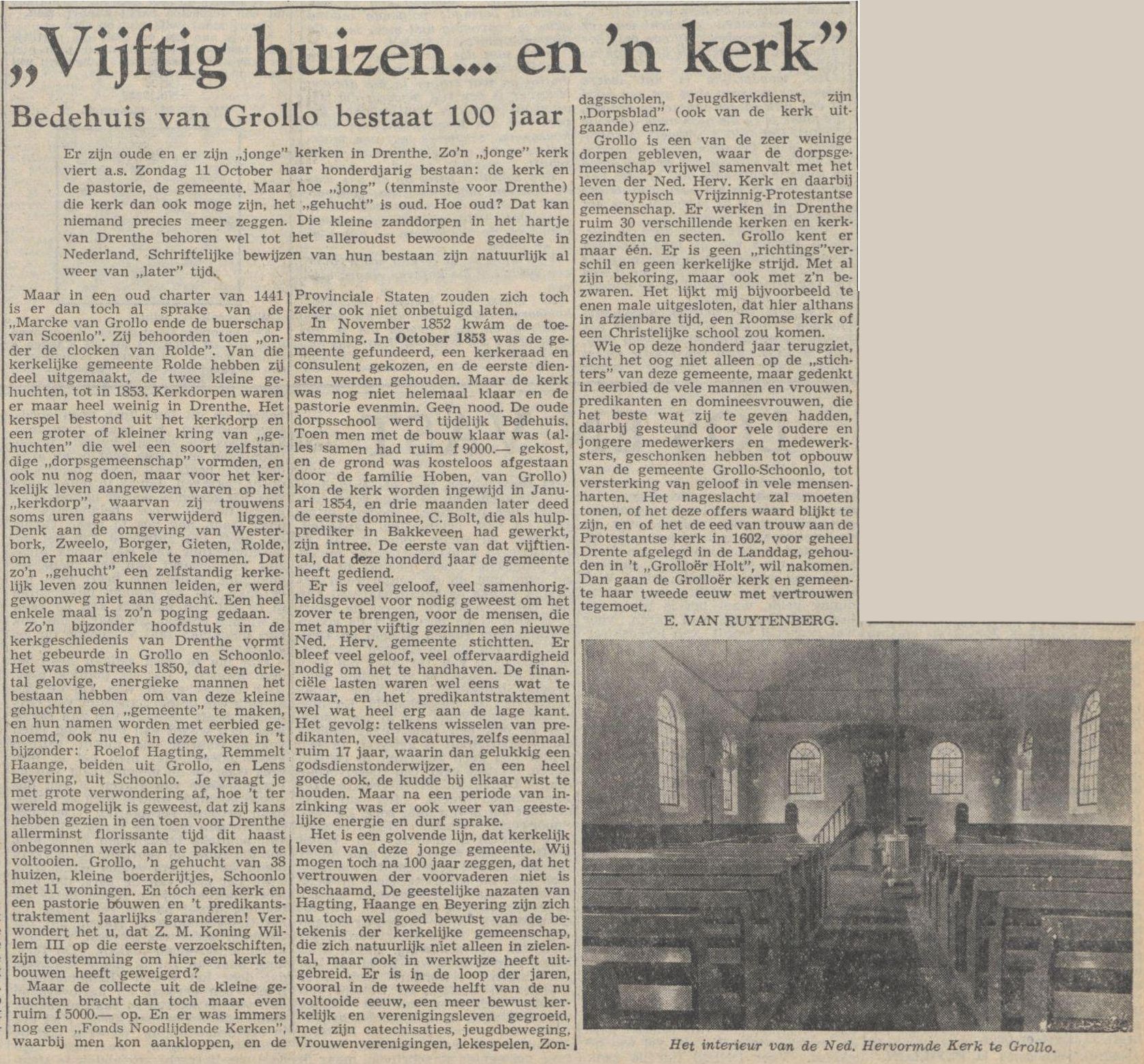 19531010 krant NvhN 50 huizen 100 jaar kerk