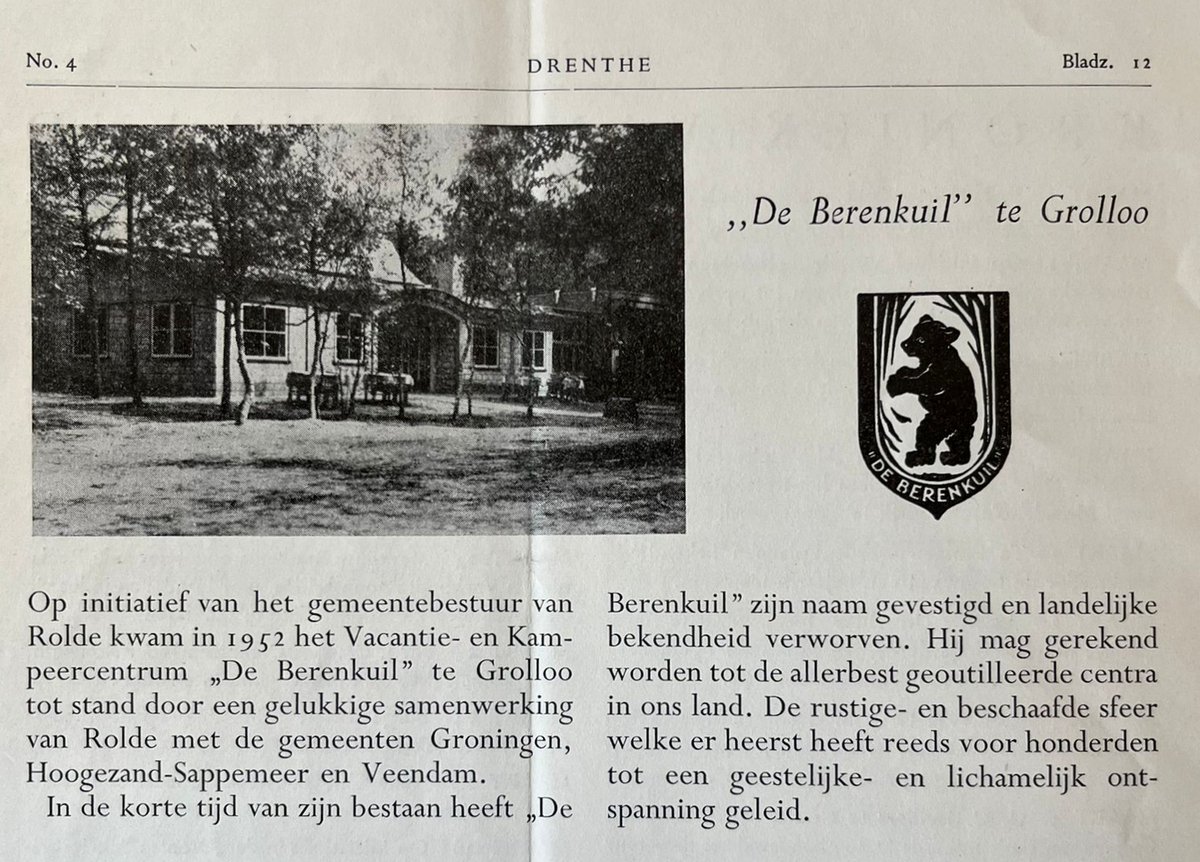19540401 krant Drenthe provinciaal maandblad Berenkuil als initiatief 4 gemeenten