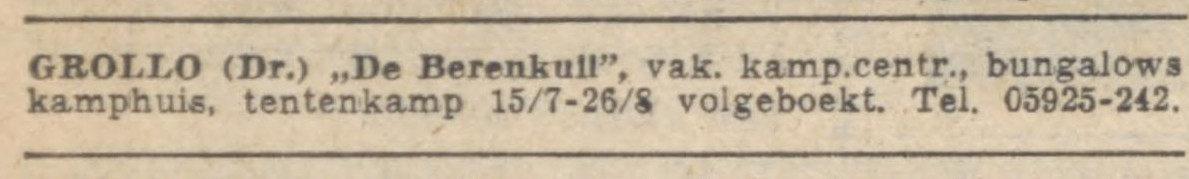 19610520 krant HetParool Berenkuil volgeboekt