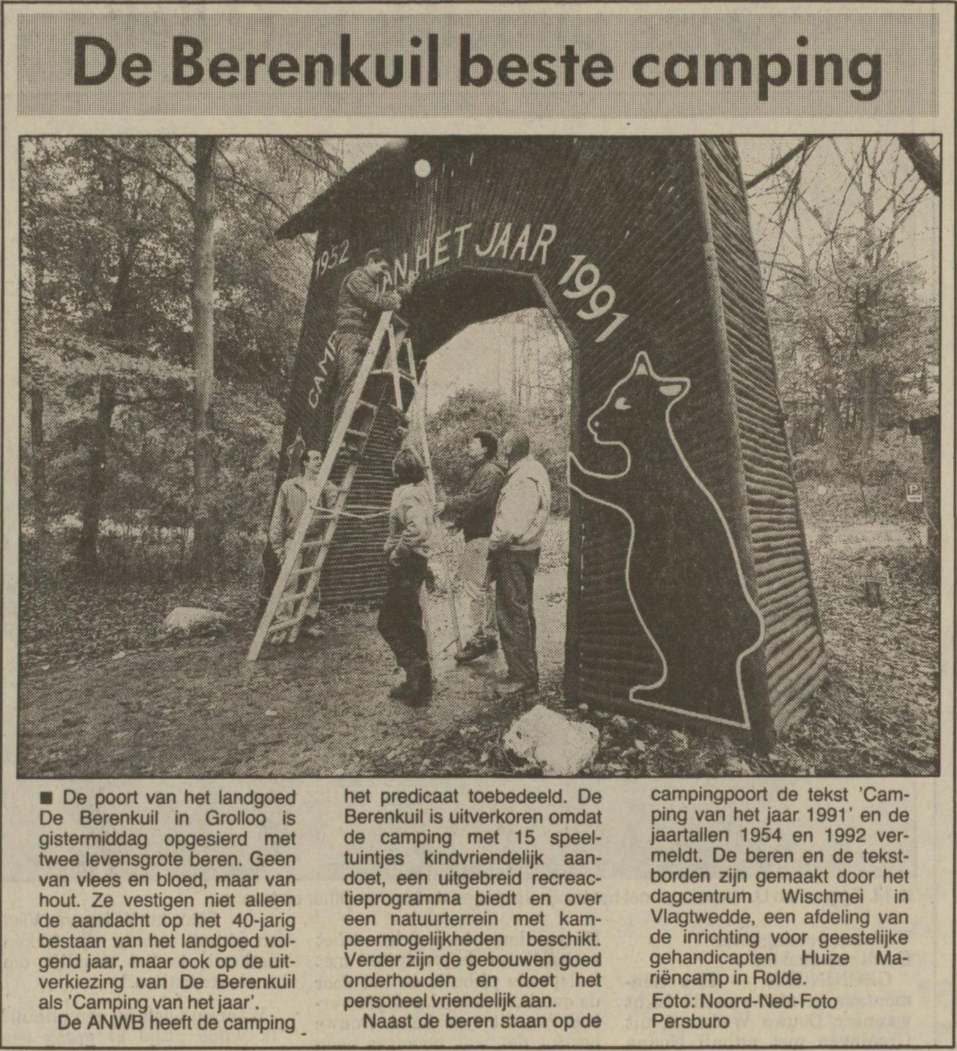 19911109 krant NvhN beste camping Berenkuil
