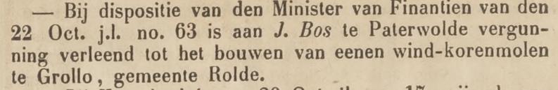 18521027 krant NieuweDrentschecourant molen Bos