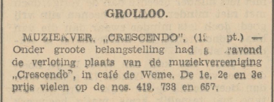 19330913 krant PDAC Verloting DeWeme Crescendo