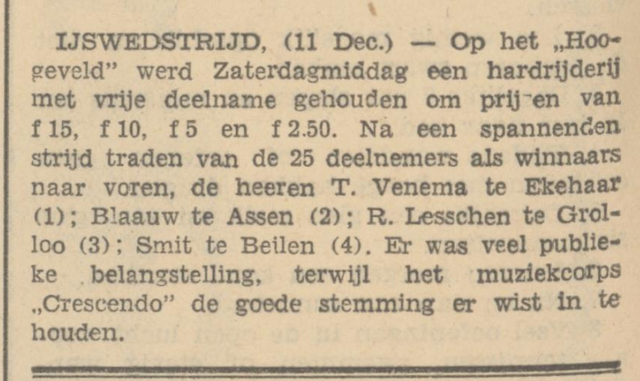 19331212 krant PDAC schaatsen Hoogeveld mmv Crescendo