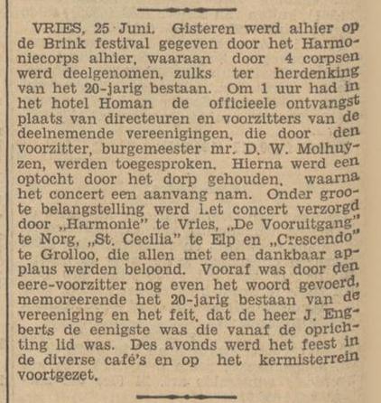 19340625 krant PDAC festival Vries mmv Crescendo