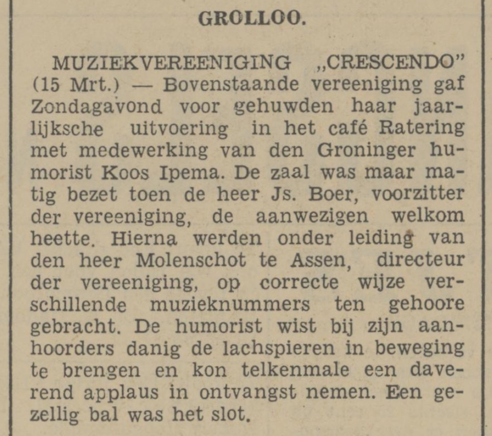 19380315 krant PDAC verslag uitvoering Crescendo