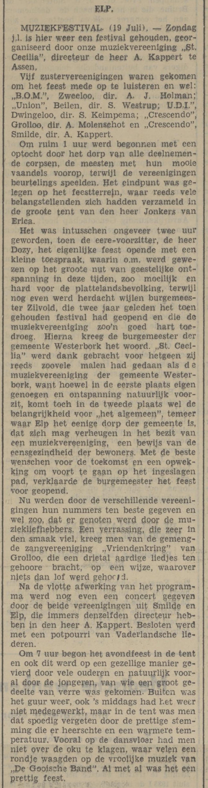 19380719 krant PDAC festival Elp mmv Crescendo Vriendenkring