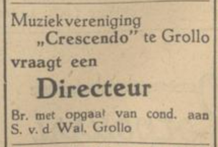 19490625 krant PDAC Crescendo zoekt directeur