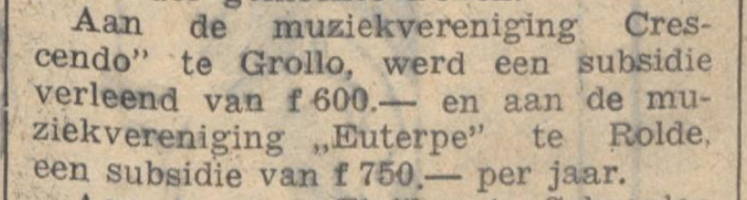 19551107 krant PDAC subside gemeente Rolde Crescendo