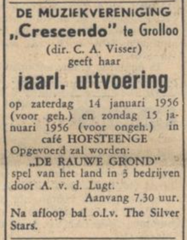 19560107 krant PDAC advertentie uitvoering Crescendo