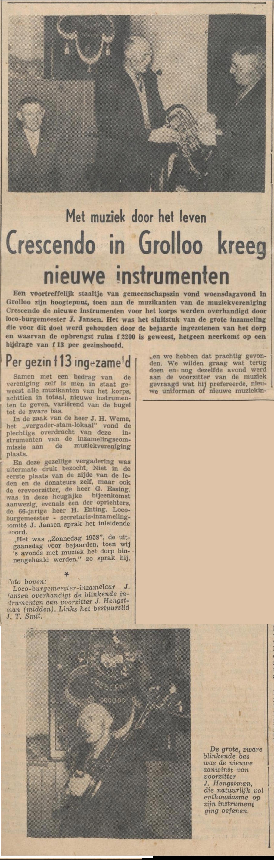 19590108 krant PDAC Crescendo nieuwe instrumenten