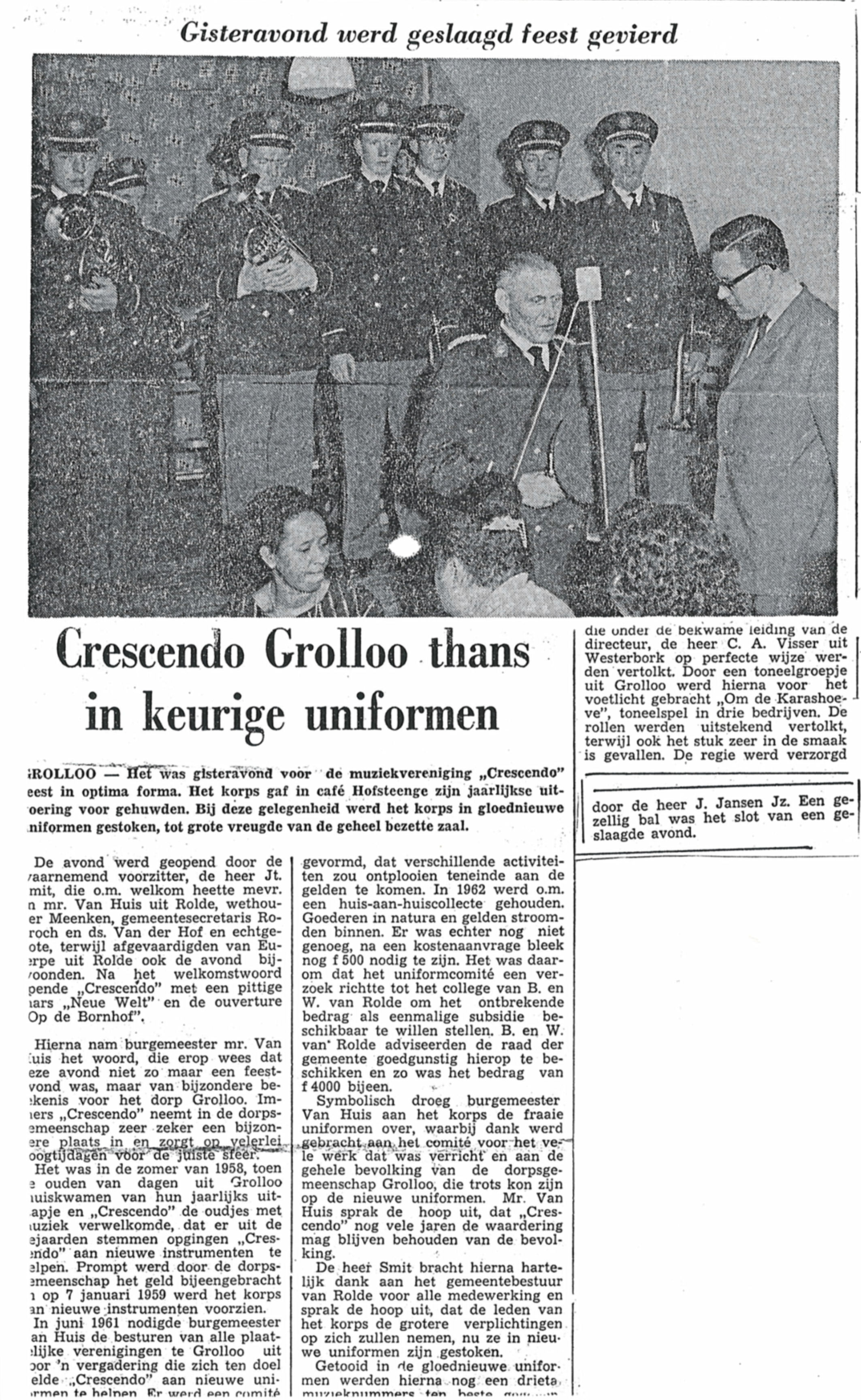 19620101 krant NN Crescendo nieuwe uniformen Hofsteenge