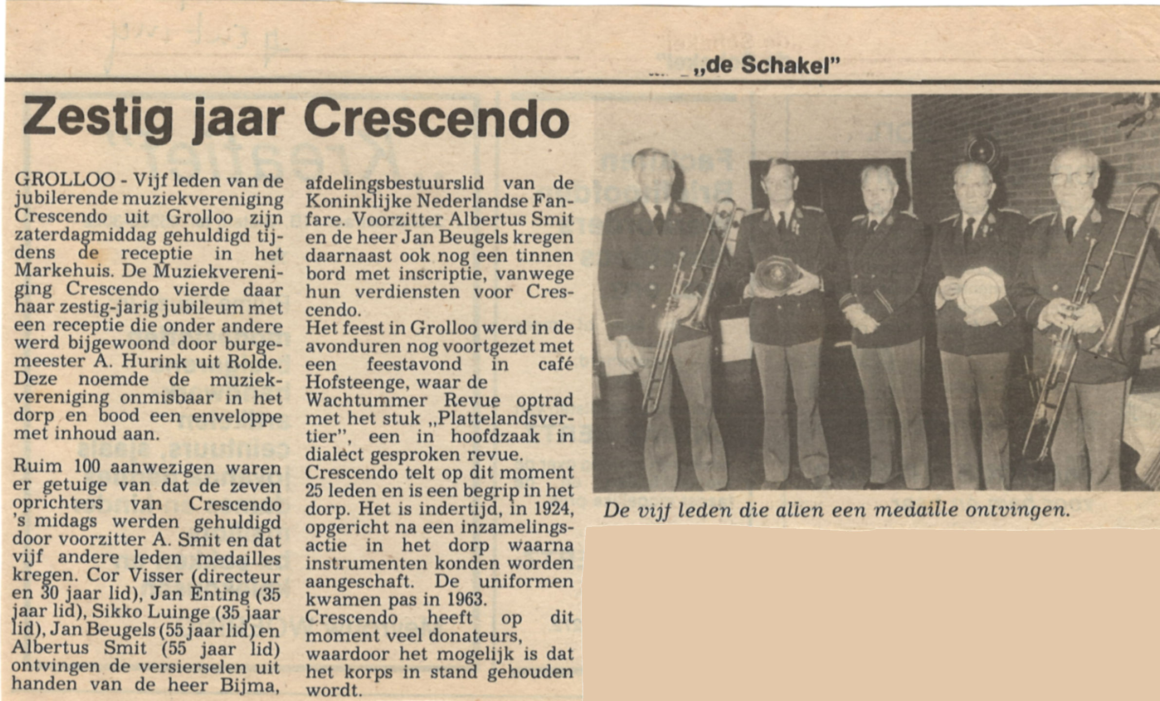 19840222 krant Schakel Crescendo 60 jaar