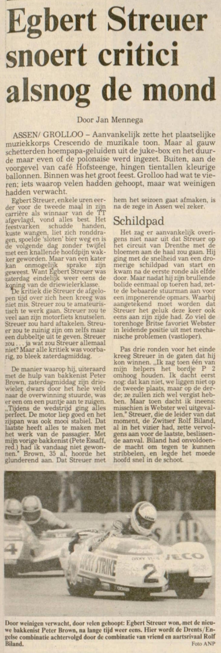 19910701 krant Leeuwarder Courant Crescendo bij huldiging Streuer